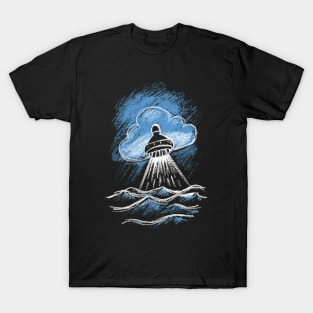 Chalk Drawing Art Of An UFO T-Shirt